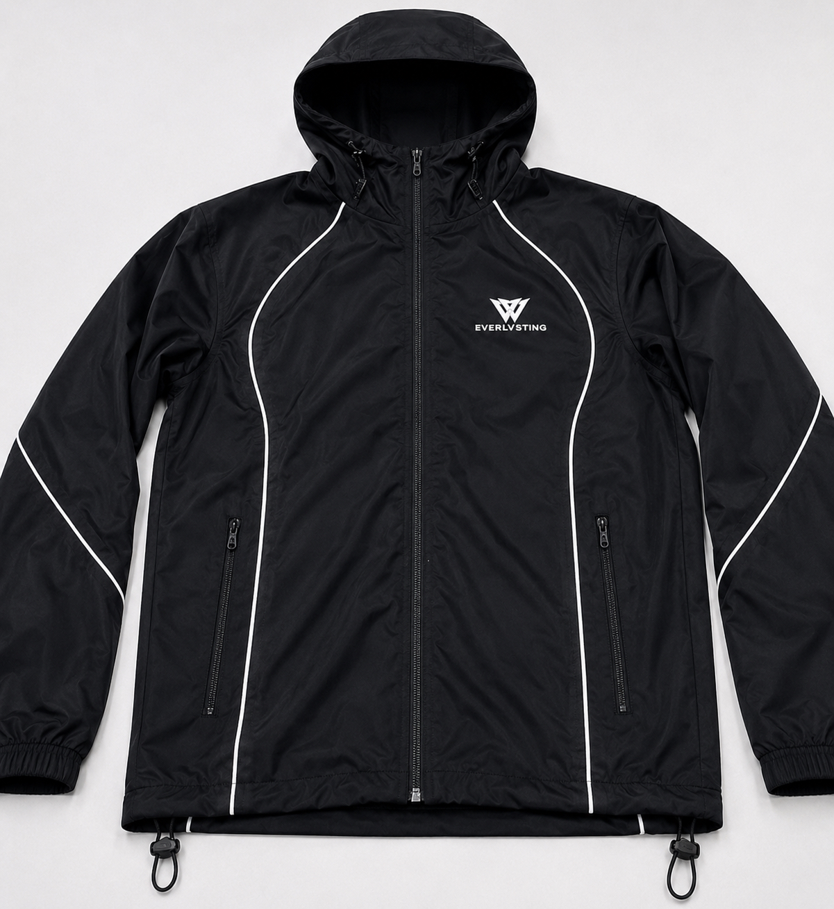 EVERLVSTING tracksuit jacket — front view with reflective piping
